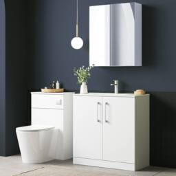 Balterley Bathroom 2 Soft Close Door & Minimalist Vanity Unit, White, 435mm in White - thumbnail 3
