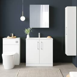 Balterley Bathroom 2 Soft Close Door & Minimalist Vanity Unit, White, 435mm in White - thumbnail 2