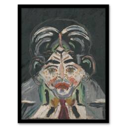 "Artery8 Head of a Woman Portrait Kubincan Framed Wall Art Print in Grey - Size: W12"" x H16""" - thumbnail 1