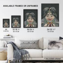 "Artery8 Head of a Woman Portrait Kubincan Framed Wall Art Print in Grey - Size: W12"" x H16""" - thumbnail 3