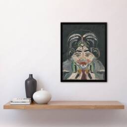 "Artery8 Head of a Woman Portrait Kubincan Framed Wall Art Print in Grey - Size: W12"" x H16""" - thumbnail 4