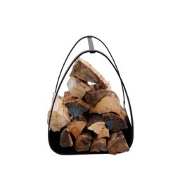Charles Bentley Larch Log Holder Iron Solid Base Contemporary Design Black Matte Finish - thumbnail 6