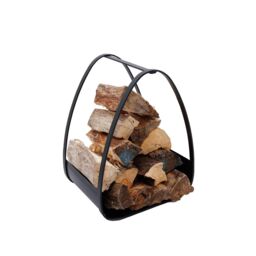 Charles Bentley Larch Log Holder Iron Solid Base Contemporary Design Black Matte Finish - thumbnail 5