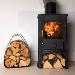 Charles Bentley Larch Log Holder Iron Solid Base Contemporary Design Black Matte Finish - thumbnail 2
