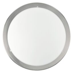 Loops Wall Flush Ceiling Light Satin Nickel White Clear Satin Glass Bulb E27 1x60W in Metallics