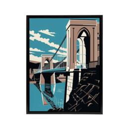 "Artery8 Clifton Suspension Bridge Modern Framed Canvas Wall Art Print in Blue - Size: W12"" x H16""" - thumbnail 1