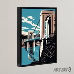 "Artery8 Clifton Suspension Bridge Modern Framed Canvas Wall Art Print in Blue - Size: W12"" x H16""" - thumbnail 2