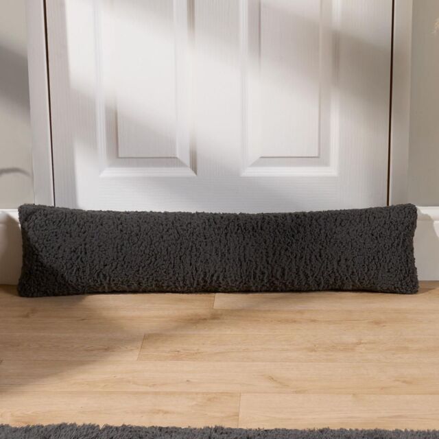 OHS Draught Excluder Door Insulator Window Snake Draft Teddy Stopper Energy Saving in Charcoal - image 1