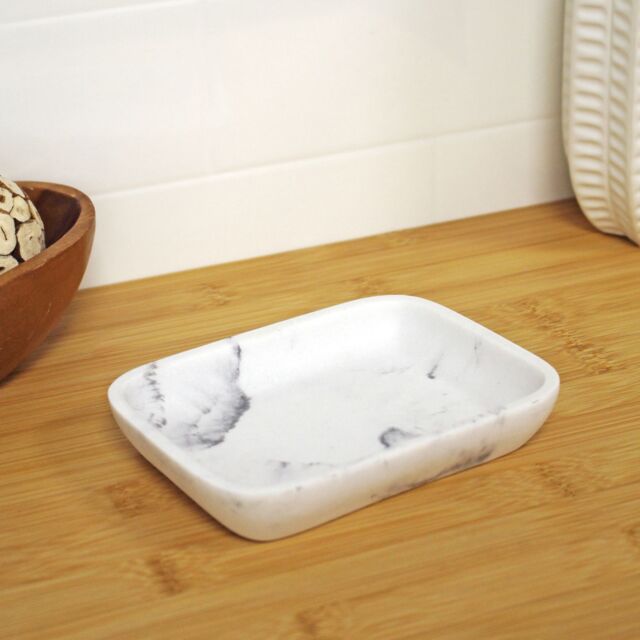 Showerdrape Octavia White Marble & Chrome Soap Dish - image 1