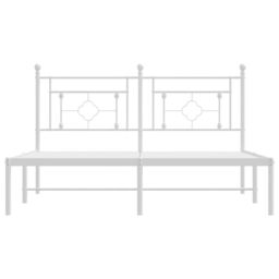 Berkfield Home Metal Bed Frame without Mattress with Headboard White 150x200cm - Size: 150x200 cm - thumbnail 5