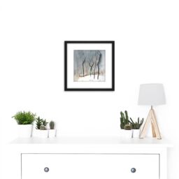 Artery8 Eduard Tomek Krajina 5 Winter Trees 8X8 Inch Square Wooden Framed Wall Art Print Picture with Mount in Black - thumbnail 2