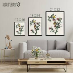 "Artery8 American Goldfinch & Thistle Audubon Nature Framed Canvas Wall Art in White - Size: W12"" x H16""" - thumbnail 4