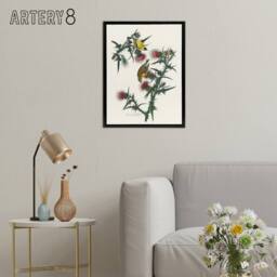 "Artery8 American Goldfinch & Thistle Audubon Nature Framed Canvas Wall Art in White - Size: W12"" x H16""" - thumbnail 3
