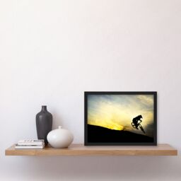 Artery8 Art Sport MTB Downhill Run Mountain Bike Silhouette Bicycle Sunset Artwork Framed Wall Art Print A4 in Black - thumbnail 2