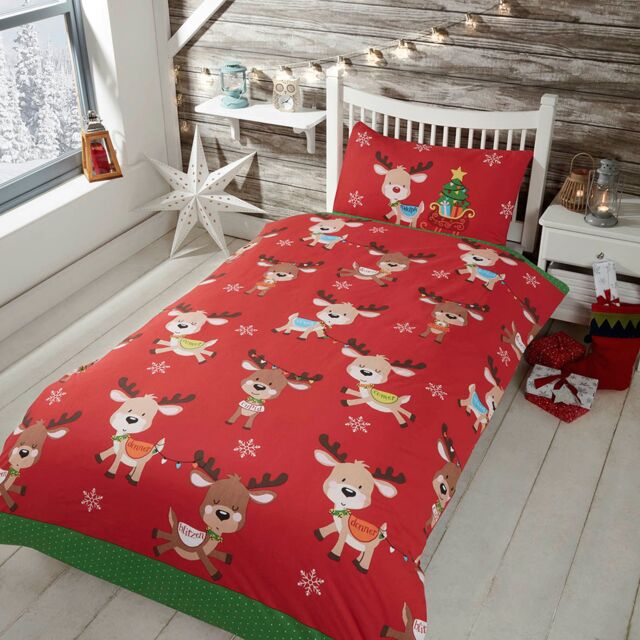 Rapport Home Rudolph & Friends Duvet Cover Set with Pillowcase in Red - Size: Single - image 1