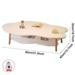 Ventryn 2 Layer Coffee Table Cloud Tea Table Modern Living Room Desk in White - thumbnail 2