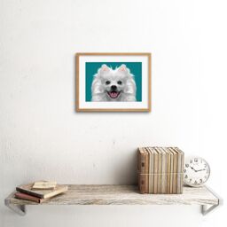 "Artery8 Wall Art Print Dog Spitz Swirls Art Framed 9x7 inch in Beige - Size: W7"" x H9""" - thumbnail 2