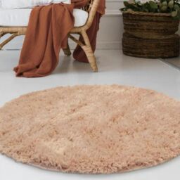 THE RUGS Soft Washable Collection Plain Design Shaggy Rug in Beige - SA-02 - Size: 100 cm diameter - thumbnail 2