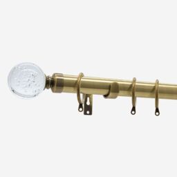 New Edge Blinds Antqiue Brass 28mm Glass Bubbles Fixed Length Metal Curtain Pole in Bronze - Size: 115 cm - thumbnail 2