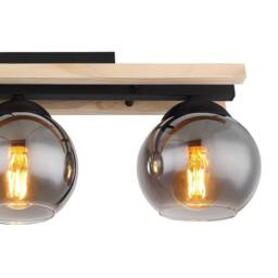 Netlighting Conni Globe Ceiling Light Black Wood Brown Smoke Glass Shade 3x E27 - thumbnail 4