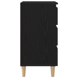 Berkfield Home Bedside Cabinet with Wooden Leg Black Oak 40x35x69 cm - Size: 40 x 35 x 69 cm - thumbnail 7