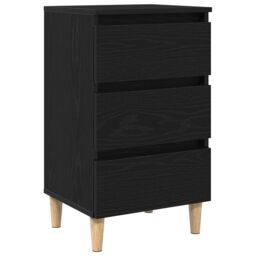 Berkfield Home Bedside Cabinet with Wooden Leg Black Oak 40x35x69 cm - Size: 40 x 35 x 69 cm - thumbnail 2