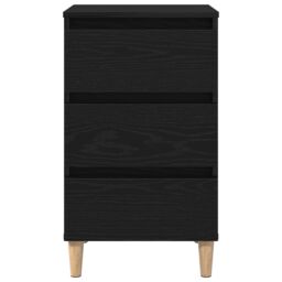 Berkfield Home Bedside Cabinet with Wooden Leg Black Oak 40x35x69 cm - Size: 40 x 35 x 69 cm - thumbnail 6