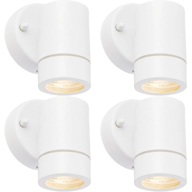 Loops 4 PACK Dimmable Outdoor IP44 Downlight - 7W GU10 LED - Gloss White & Glass - image 1