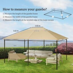 OUTSUNNY 3 x 4m Gazebo Canopy Replacement Gazebo Roof Cover in Khaki - thumbnail 3