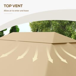 OUTSUNNY 3 x 4m Gazebo Canopy Replacement Gazebo Roof Cover in Khaki - thumbnail 5