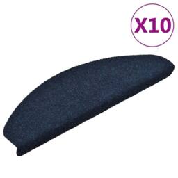 Berkfield Home Self-adhesive Stair Mats 10 pcs Navy 65x21x4 cm Needle Punch - Size: Medium - thumbnail 3