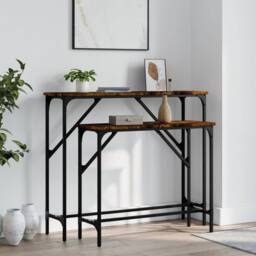 Berkfield Home Console Tables 2 pcs Smoked Oak Engineered Wood in Brown - thumbnail 2