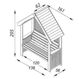 Primrose Wooden Garden Bench 2 Seater Arbour Open Sides in Brown - thumbnail 3