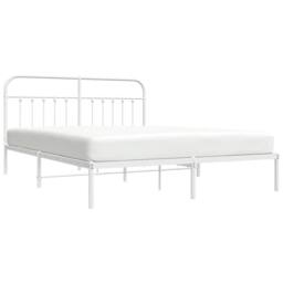 Berkfield Home Metal Bed Frame with Headboard White 160x200 cm - thumbnail 5