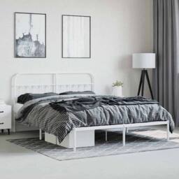Berkfield Home Metal Bed Frame with Headboard White 160x200 cm - thumbnail 4