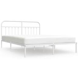 Berkfield Home Metal Bed Frame with Headboard White 160x200 cm - thumbnail 1