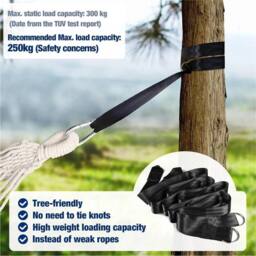 Nordara Garden Hammock Camping Canvas Hammock in Black - Size: 200 cm x 100 cm - thumbnail 6