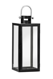 Orsina Medium Black Metal Lantern, Classic Rectangular Candle Lantern for Indoor Outdoor Use, Decorative