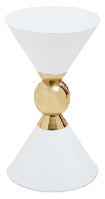 Orsina Distinctive White & Gold Finish Side Table, Geometric Modern Side Table For Livingroom, Compact Side Table - image 1