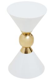 Orsina Distinctive White & Gold Finish Side Table, Geometric Modern Side Table For Livingroom, Compact Side Table - thumbnail 2