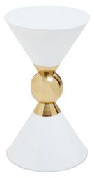 Orsina Distinctive White & Gold Finish Side Table, Geometric Modern Side Table For Livingroom, Compact Side Table - thumbnail 6