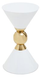 Orsina Distinctive White & Gold Finish Side Table, Geometric Modern Side Table For Livingroom, Compact Side Table - thumbnail 1