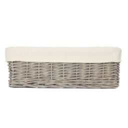 Red Hamper Wicker Grey Wash Lined Storage Tray in Mid Grey - Size: Medium - thumbnail 4