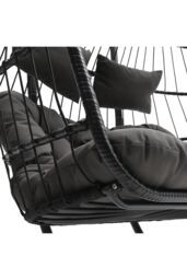 Living and Home 2-Seater Outdoor Hanging Egg Chair in Black - thumbnail 6