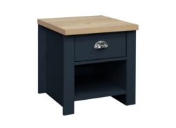 Birlea Lamp Table Grey Highgate 1 Drawer & Oak Farmhouse Shabby Chic in Blue - thumbnail 2