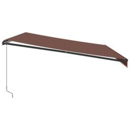Berkfield Home Manual Retractable Awning with LEDs Brown 500x300 cm - thumbnail 5