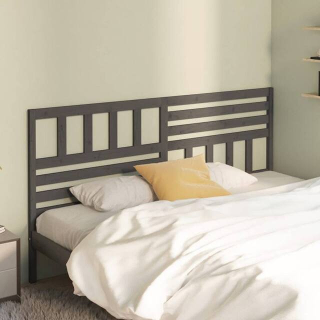 Berkfield Home Beautiful Bed Headboard Grey 206x4x100 cm Solid Wood Pine - Size: 206 x 4 x 100 cm - image 1