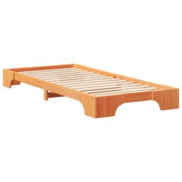 Berkfield Home Floor Bed Frame with Storage Brown 80 x 210 cm Solid pine wood - thumbnail 2