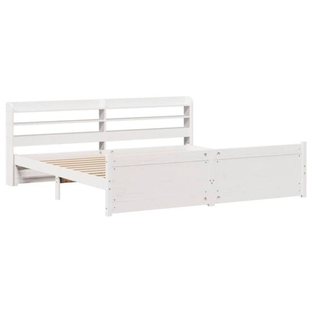 Berkfield Home Beautiful Bed Frame with Headboard without Mattress White 180x200 - Size: Super King - image 1
