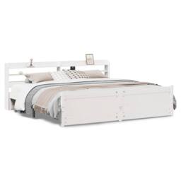 Berkfield Home Beautiful Bed Frame with Headboard without Mattress White 180x200 - Size: Super King - thumbnail 3